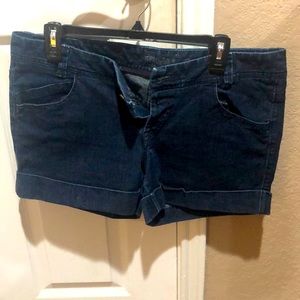 EXPRESS Dark Wash Jean Shorts with Button Fly